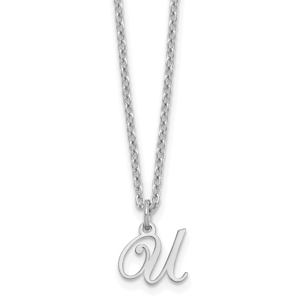 Sterling Silver Rhodium-plated Letter U Initial Necklace