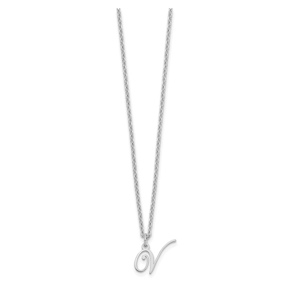 Sterling Silver Rhodium-plated Letter V Initial Necklace (XNA756SS/V)