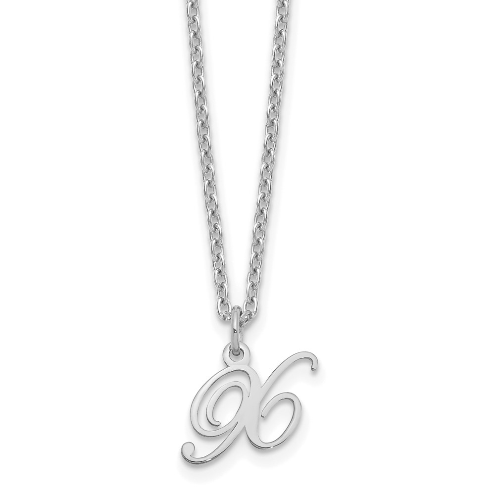 Sterling Silver Rhodium-plated Letter X Initial Necklace