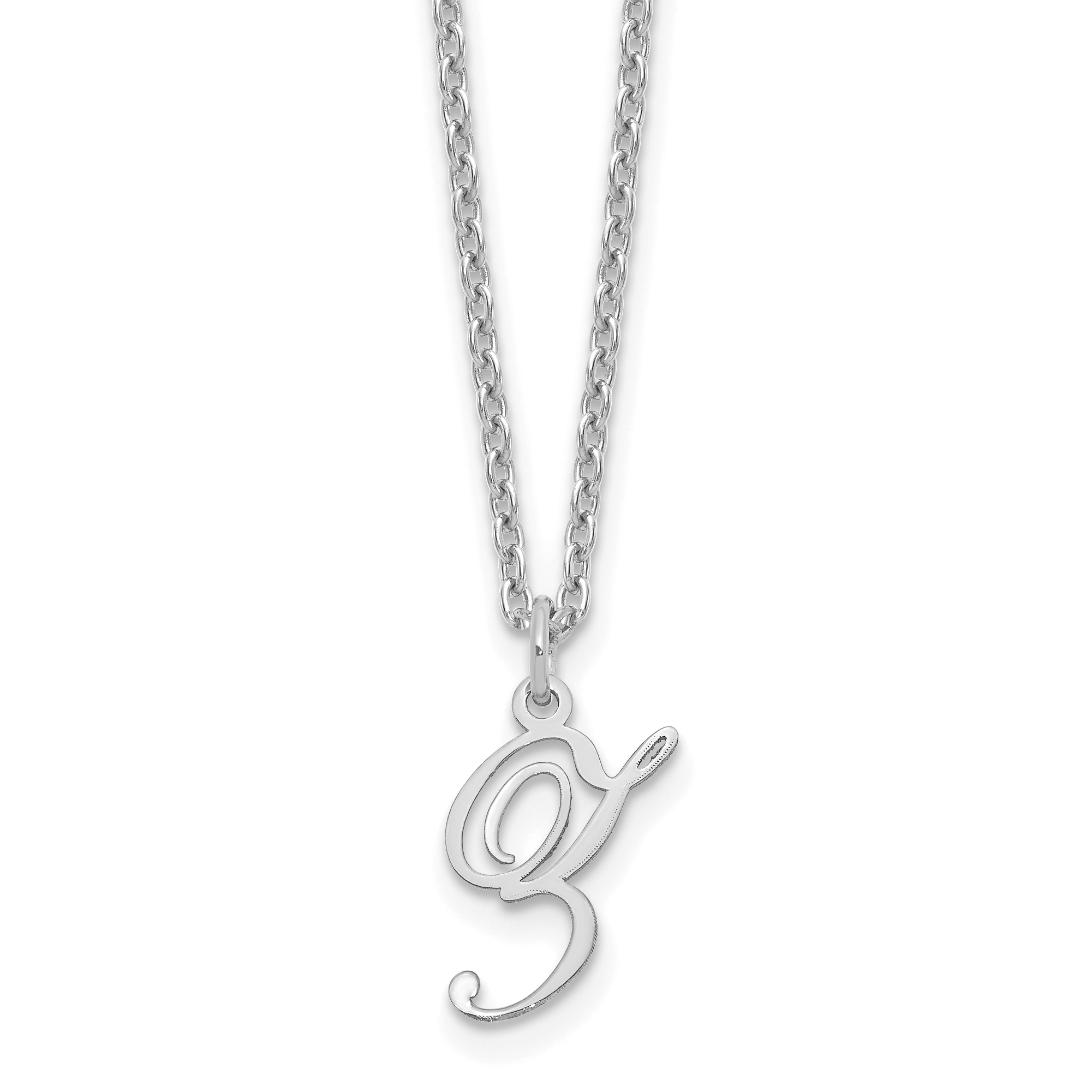 Sterling Silver Rhodium-plated Letter Z Initial Necklace (XNA756SS/Z)