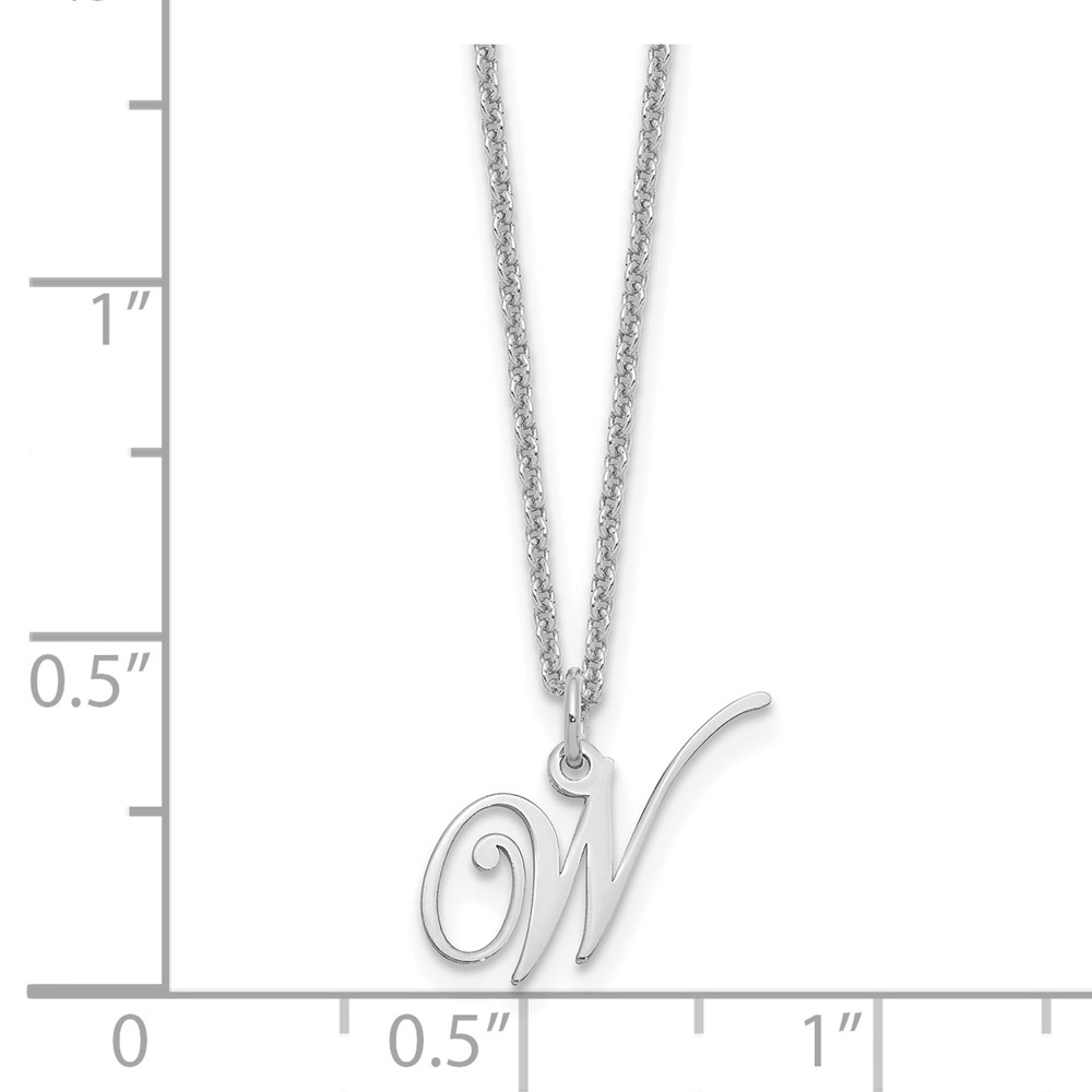 Sterling Silver Rhodium-plated Letter W Initial Necklace (XNA756SS/W)