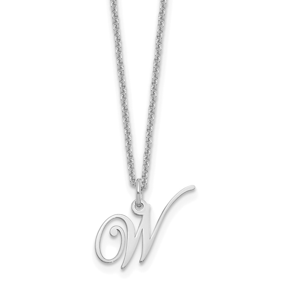Sterling Silver Rhodium-plated Letter W Initial Necklace