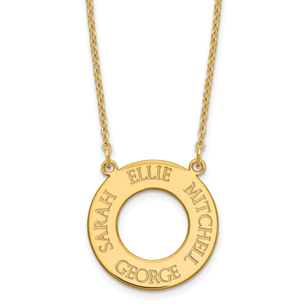 Sterling Silver Gold-plated Circle Necklace with 4 Name