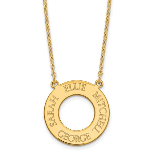 Sterling Silver Gold-plated Circle Necklace with 4 Name