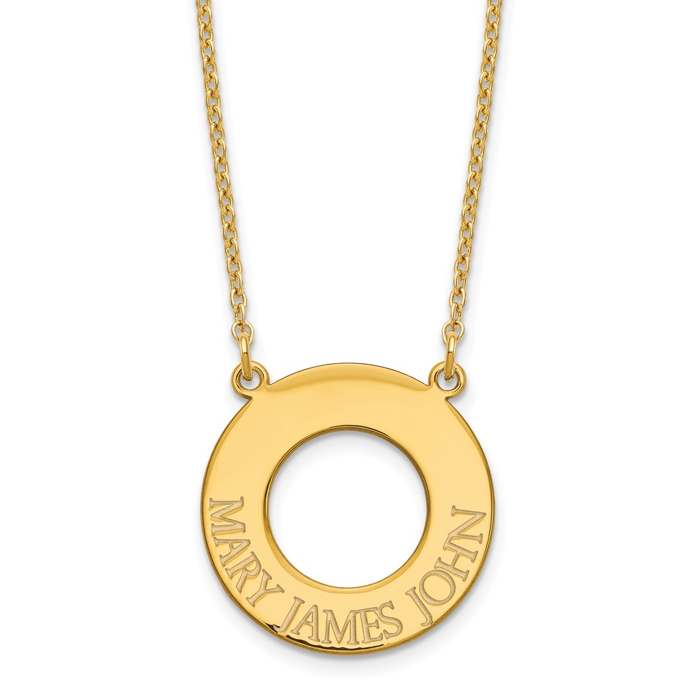 Sterling Silver Gold-plated Circle Necklace with 3 Name