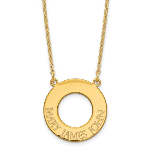 Sterling Silver Gold-plated Circle Necklace with 3 Name