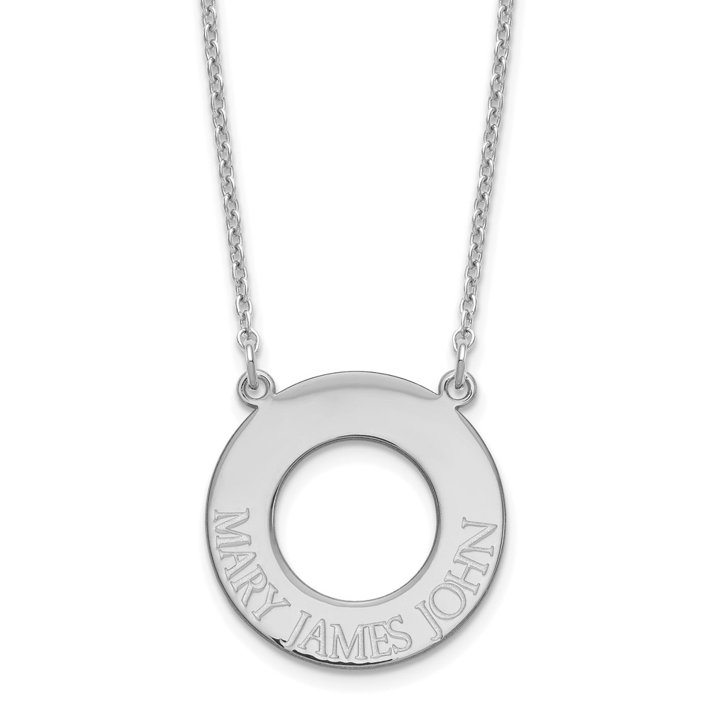 Sterling Silver Rhodium-plated Circle Necklace with 3 Name
