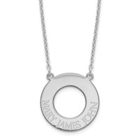 Sterling Silver Rhodium-plated Circle Necklace with 3 Name view 1
