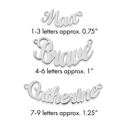 Sterling Silver Rhodium-plated Curved Name Plate