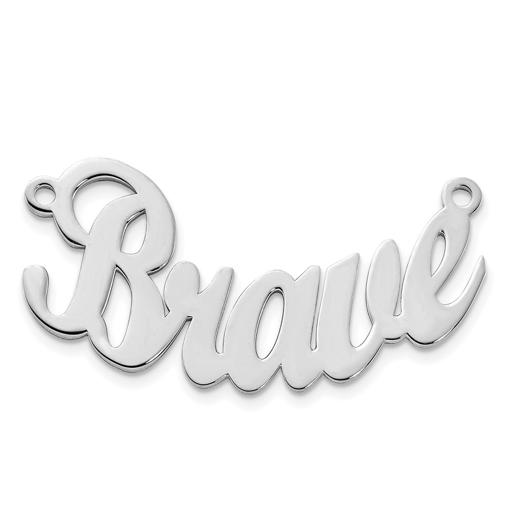 Sterling Silver/Rhodium-plated Polished Curved Script MT Font Name Plate
