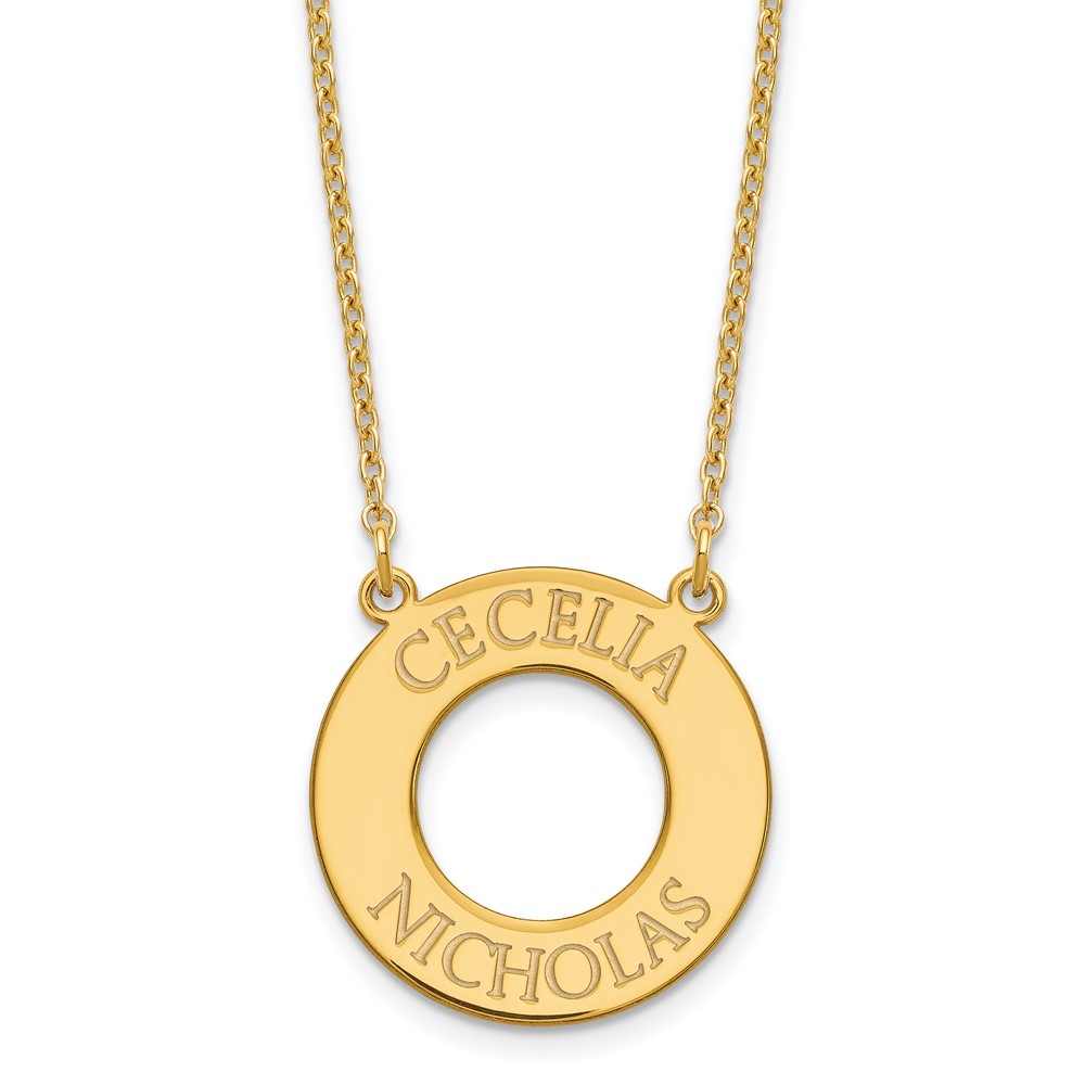 Sterling Silver Gold-plated Circle Necklace with 2 Name