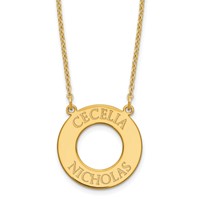 Sterling Silver Gold-plated Circle Necklace with 2 Name view 1