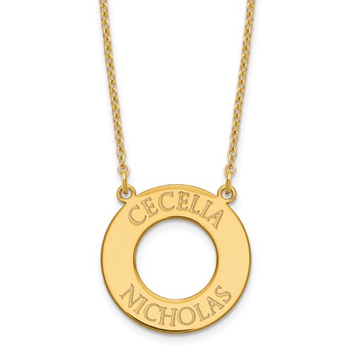Sterling Silver Gold-plated Circle Necklace with 2 Name