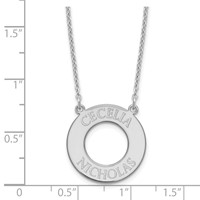 Sterling Silver Rhodium-plated Circle Necklace with 2 Name view 3