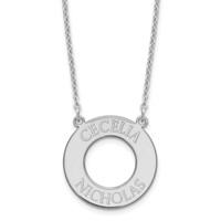 Sterling Silver Rhodium-plated Circle Necklace with 2 Name view 1