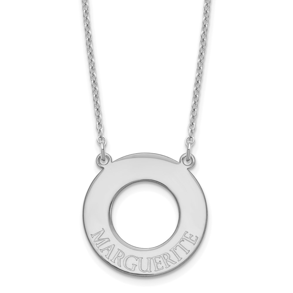 Sterling Silver Rhodium-plated Circle Necklace with 1 Name