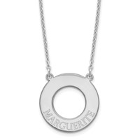 Sterling Silver Rhodium-plated Circle Necklace with 1 Name view 1