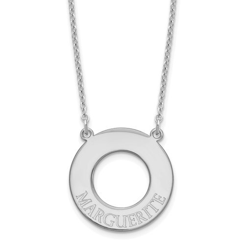 Sterling Silver Rhodium-plated Circle Necklace with 1 Name