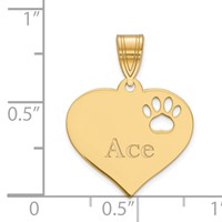 SS Gold-plated Heart Pendant with Name and Paw Print Cut-out view 2