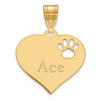 SS Gold-plated Heart Pendant with Name and Paw Print Cut-out view 1