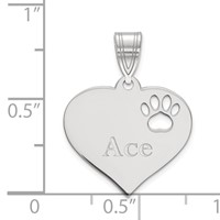 SS Rhod-plated Heart Pendant with Name and Paw Print Cut-out view 2