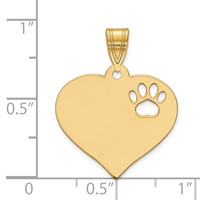 SS Gold-plated Blank Heart Pendant with Cut-out Paw Print view 2