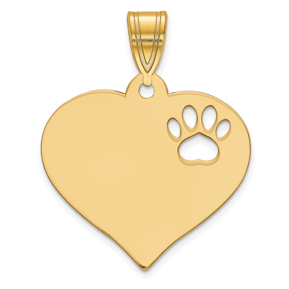 SS Gold-plated Blank Heart Pendant with Cut-out Paw Print