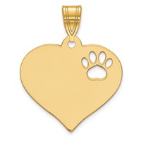 SS Gold-plated Blank Heart Pendant with Cut-out Paw Print view 1
