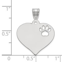 SS Rhodium-plated Blank Heart Pendant with Cut-out Paw Print view 2