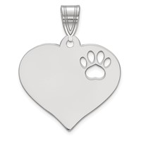 SS Rhodium-plated Blank Heart Pendant with Cut-out Paw Print view 1