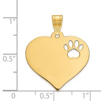 SS Gold-plated Blank Heart Pendant with Cut-out Paw Print view 2