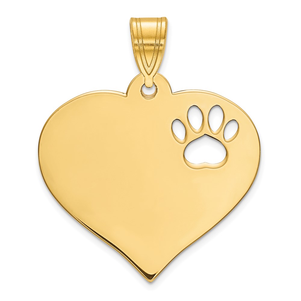 SS Gold-plated Blank Heart Pendant with Cut-out Paw Print