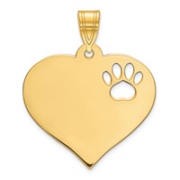 SS Gold-plated Blank Heart Pendant with Cut-out Paw Print view 1