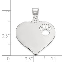 SS Rhodium-plated Blank Heart Pendant with Cut-out Paw Print view 2