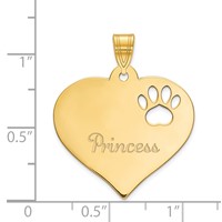 SS Gold-plated Heart Pendant with Name and Paw Print Cut-out view 2