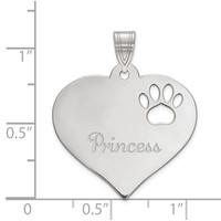 SS Rhod-plated Heart Pendant with Name and Paw Print Cut-out view 2