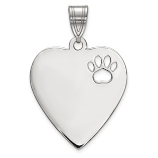 Heart Pendant with Pawprint Cutout