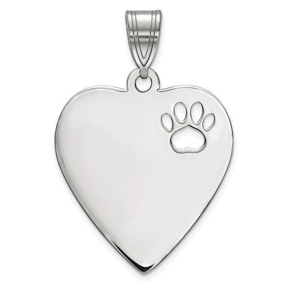 Heart Pendant with Pawprint Cutout