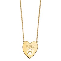 SS Gold-plated Heart Necklace with Cut Out Paw Print view 2
