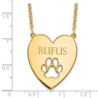 SS Gold-plated Heart Necklace with Cut Out Paw Print view 3