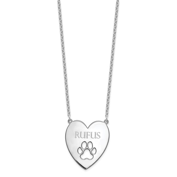 Heart with Cutout Dog Paw Name Necklace