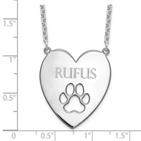 SS Rhodium-plated Heart Necklace with Cut Out Paw Print view 3
