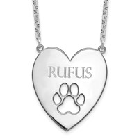 SS Rhodium-plated Heart Necklace with Cut Out Paw Print view 1