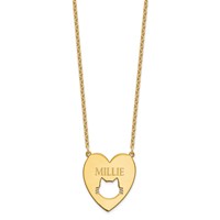 Sterling Silver Gold-plated Heart Necklace with Cut Out Cat Face view 2