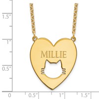 Sterling Silver Gold-plated Heart Necklace with Cut Out Cat Face view 3