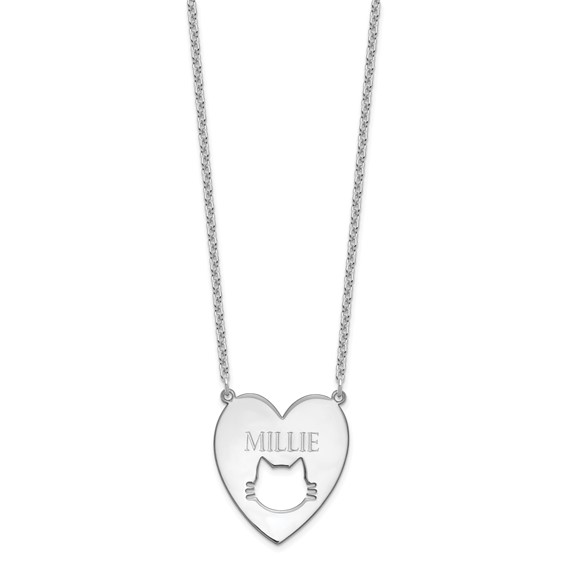 Heart with Cutout Cat Face Name Necklace