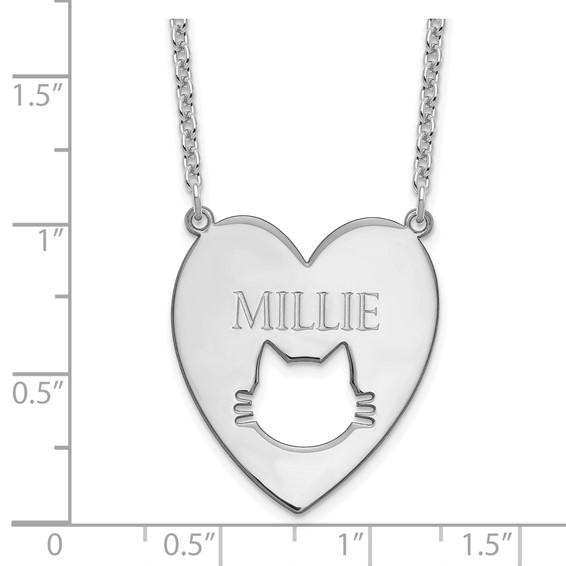 Heart with Cutout Cat Face Name Necklace