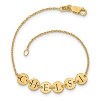 Sterling Silver Gold-plated Epoxy Letter Disc Bracelet view 4