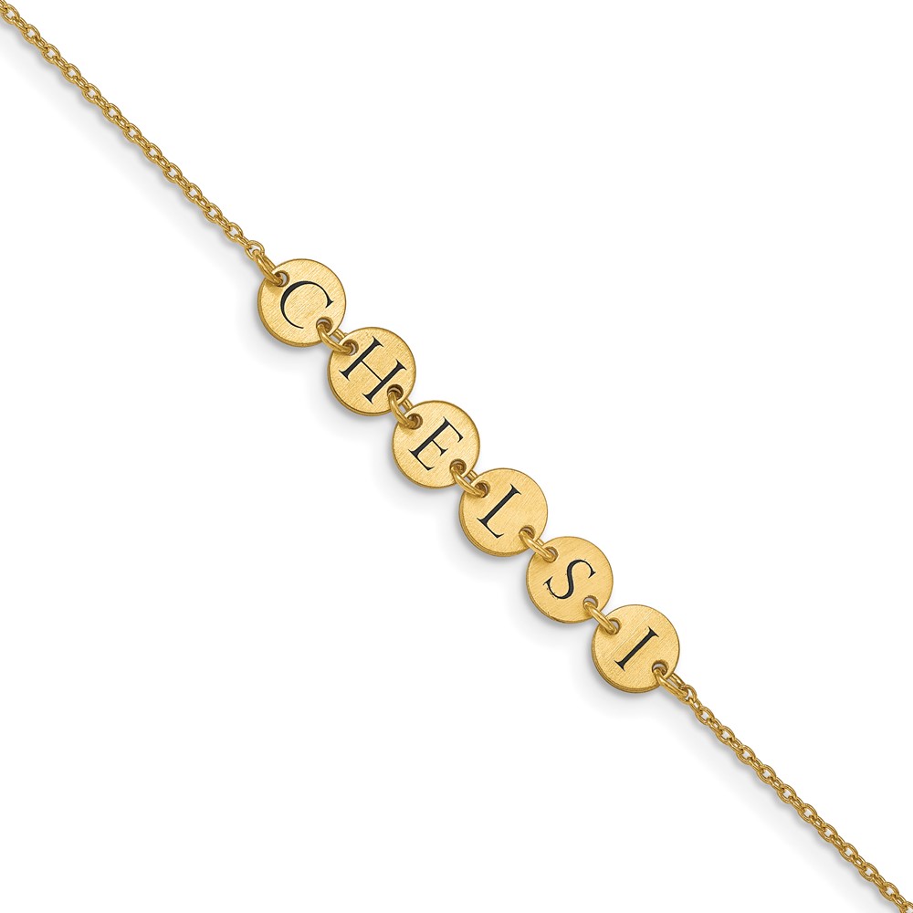 Sterling Silver Gold-plated Epoxy Letter Disc Bracelet