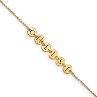 Sterling Silver Gold-plated Epoxy Letter Disc Bracelet view 1
